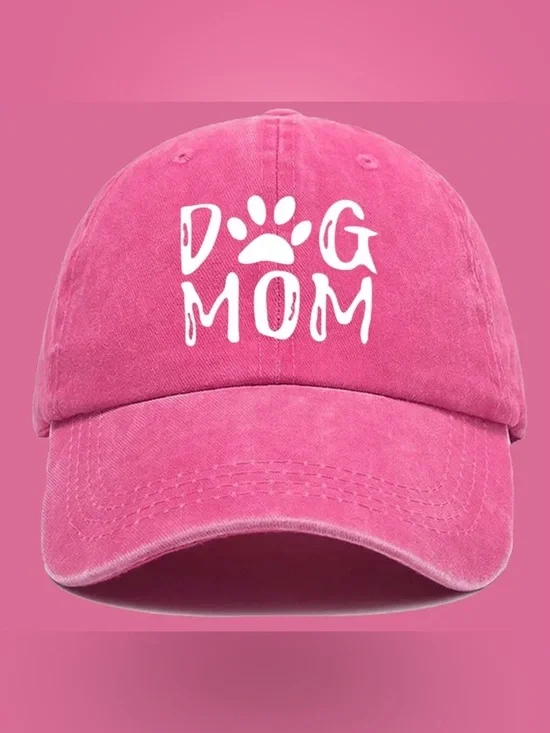 Dog Mom Dog Lover Pink Hat Adjustable Baseball Hat, Printed Hat - Picture 1 of 2